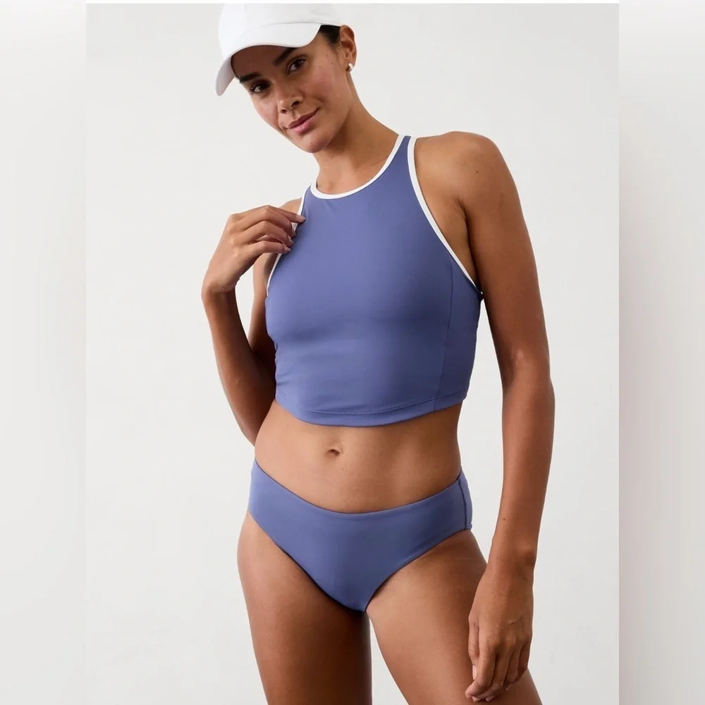 NWT Athleta 2 piece set Seabreeze Crop Bikini Dusk Top A-C & Hipster Bottom Sz S